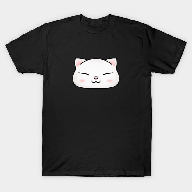 Cute White Cat Face T-Shirt by Takeda_Art